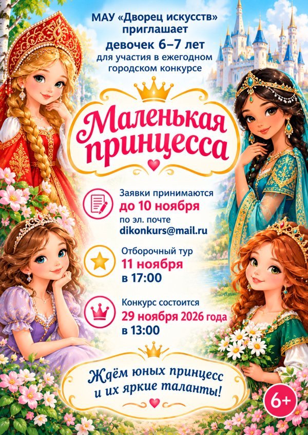 Приглашаем девочек 6-7 лет принять участие в ежегодном городском конкурсе «Маленькая принцесса»! 
