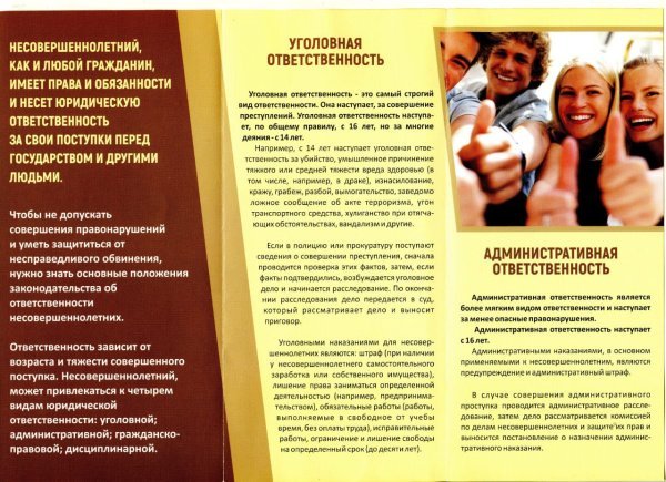 Информирование о совершении противоправных действий несовершеннолетними. 